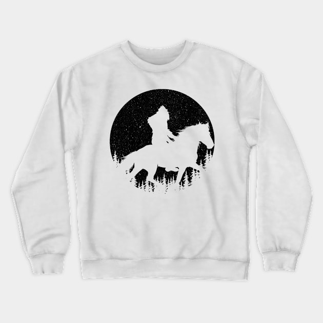 Bigfoot Riding A Horse Silhouette Crewneck Sweatshirt by Tesszero